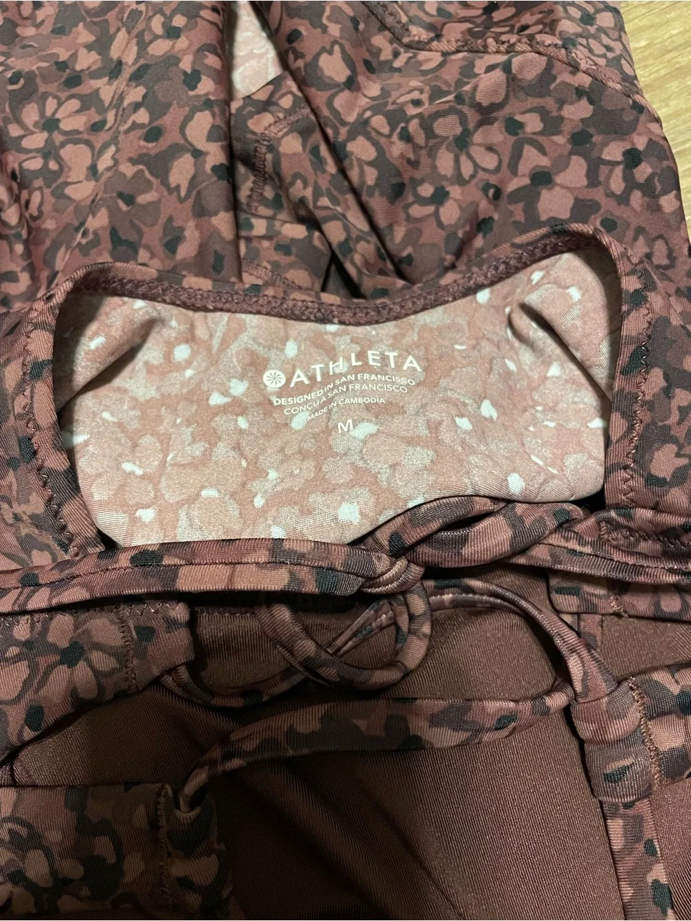 Athleta Mauve Leopard-Print Swim Tankini top